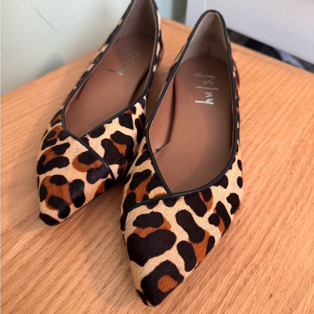 French Sole Leopard Print Pointed Toe Flats
